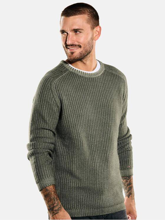 emilio adani Herren Pullover aus Merinowolle Grün 35757