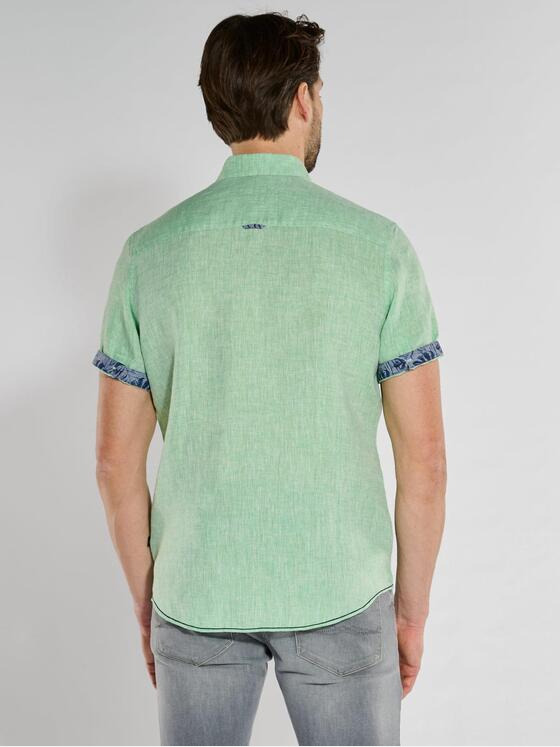 engbers Herren Kurzarm-Hemd aus Leinen Gruen 36629