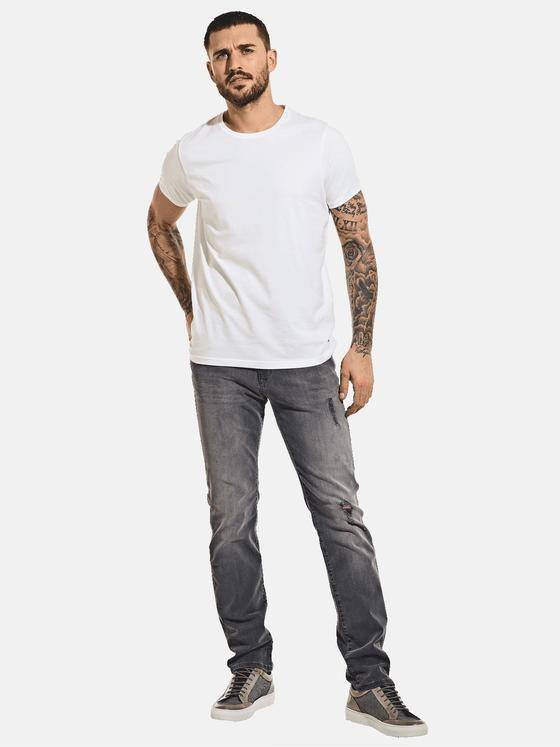 emilio adani Herren Super Stretch Jeans mit Destroy Effekten Grau 30296