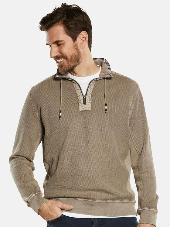 engbers Herren Sweatshirt mit Troyerkragen Beige 34334