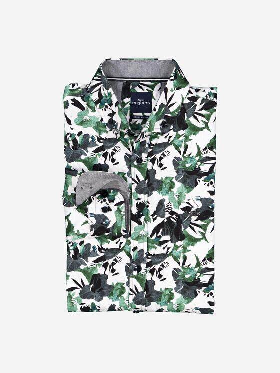 engbers Herren Langarm-Hemd gemustert Gruen 38020