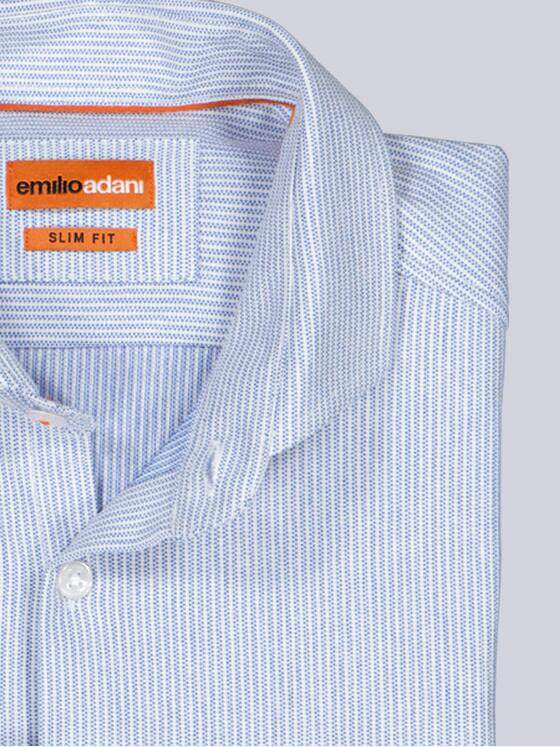emilio adani Herren Langarm-Hemd gestreift Blau 39258