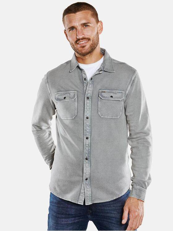 emilio adani Herren Langarm-Shirt mit Polokragen Grau 33733