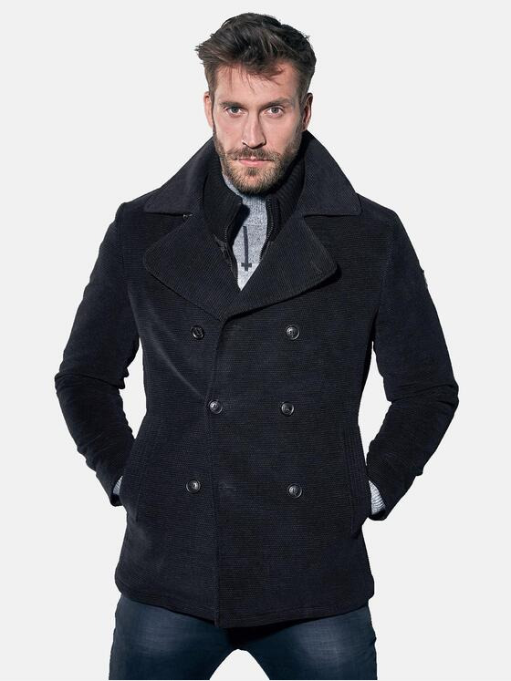 emilio adani Herren Zweireihige Cabanjacke Schwarz 30779
