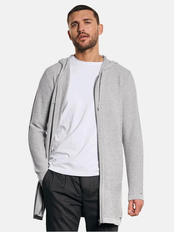 emilio adani Herren Cardigan mit Kapuze Grau 33009