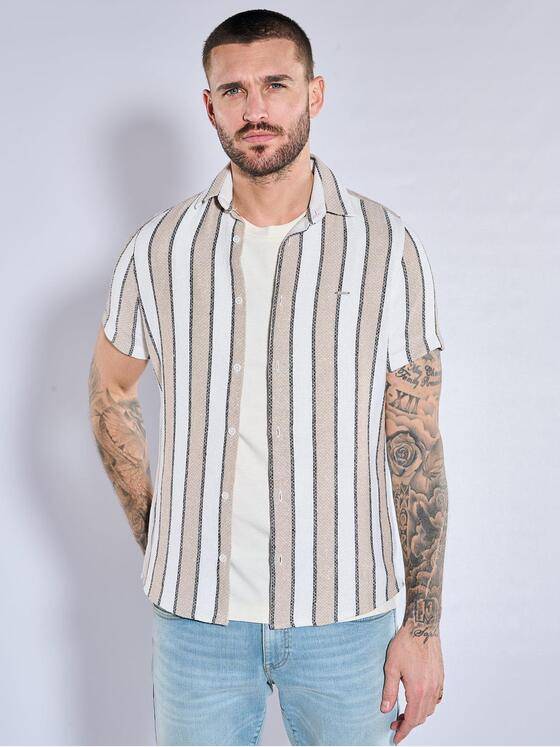 emilio adani Herren Hemd gemustert Beige 36972