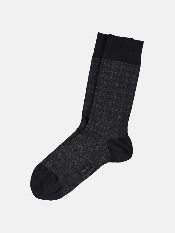 engbers Herren Modisch gemusterte Socken Schwarz 30611