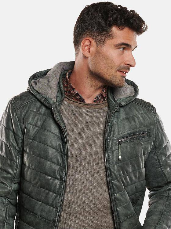 engbers Herren Lederjacke gesteppt Khaki 32253