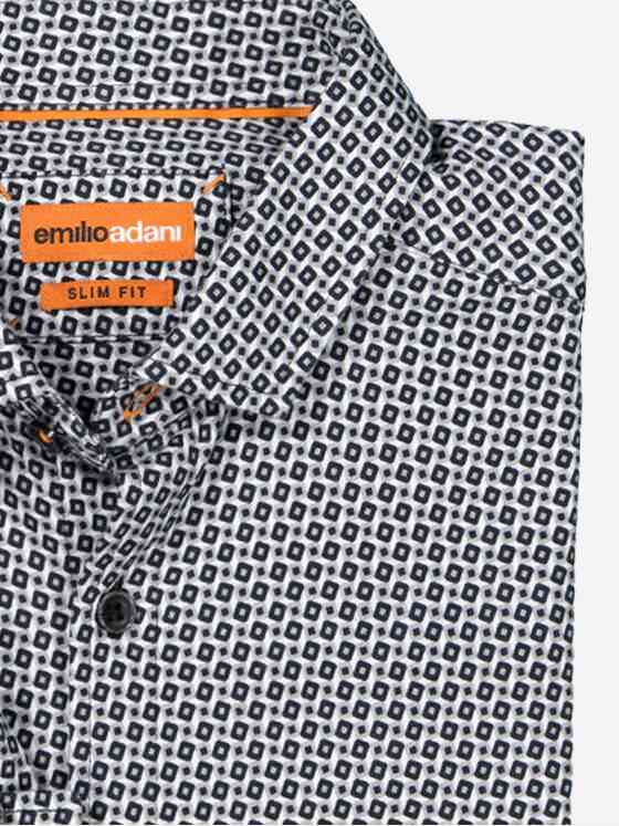 emilio adani Herren Langarm-Hemd slim fit Grau 37322