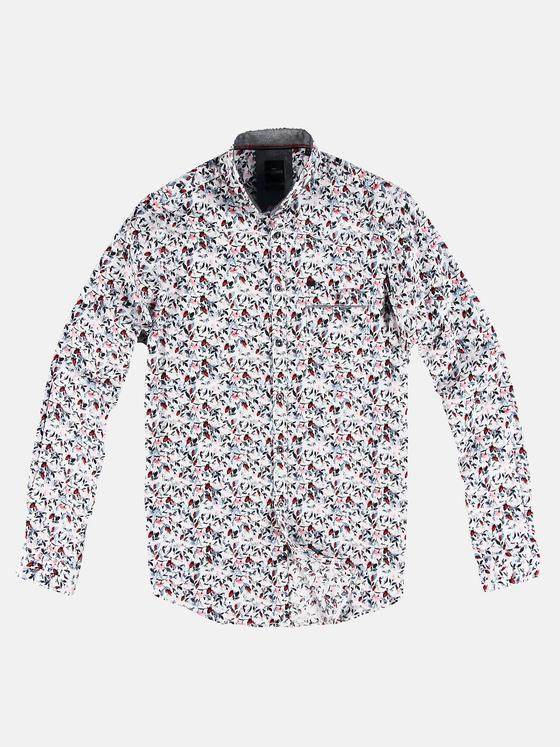 engbers Herren Langarm-Hemd mit All-Over-Print Feuerrot 31770