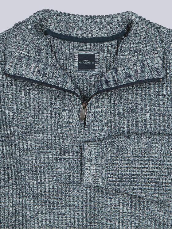 engbers Herren Pullover Polokragen Mittelblau 39577