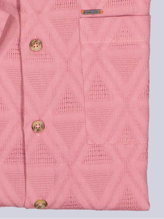 emilio adani Herren Kurzarm-Hemd mit Jaquard-Musterung Rosa 40702