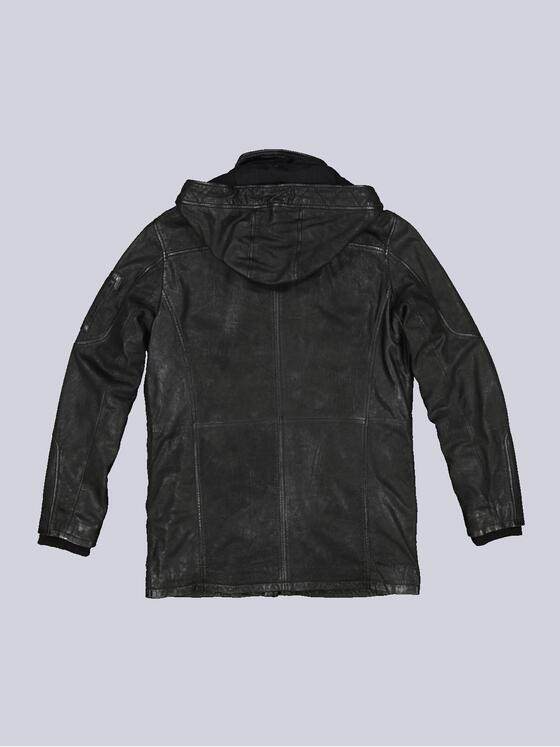 engbers Herren Leder-Parka mit abnehmbarer Kapuze Schwarz 33547