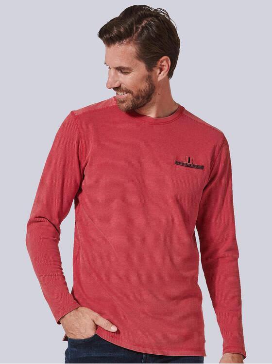 engbers Herren Langarmshirt strukturiert Rot 35344