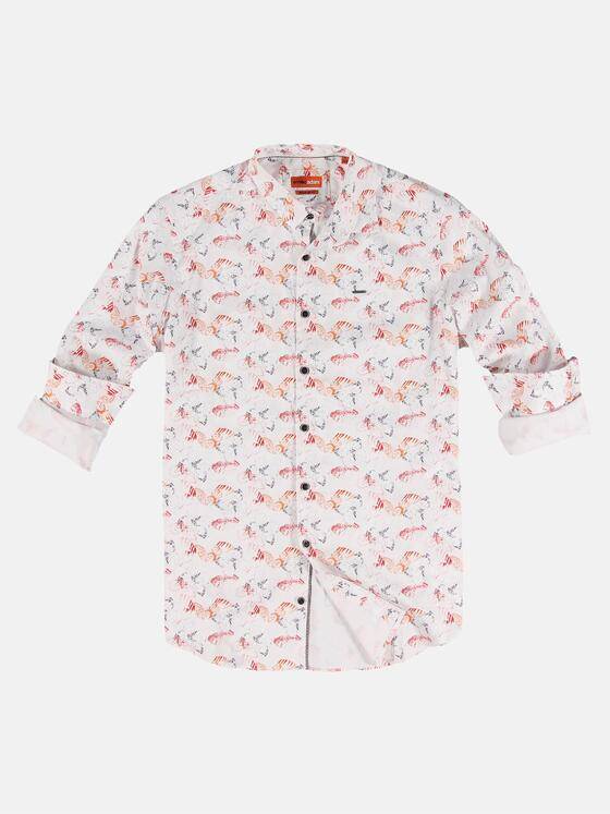 emilio adani Herren Langarm-Hemd gemustert Dunkelorange 31954