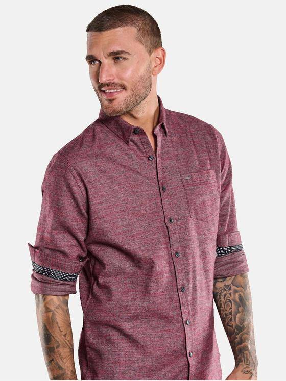 emilio adani Herren Langarm-Hemd aus Flanell Rot 33789