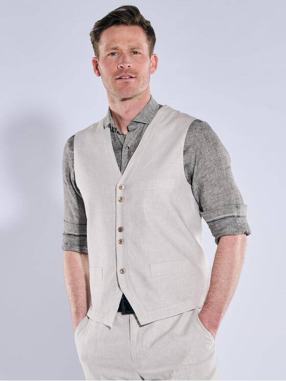 engbers Herren Sakko-Weste mit Leinenanteil Naturweiss 38422