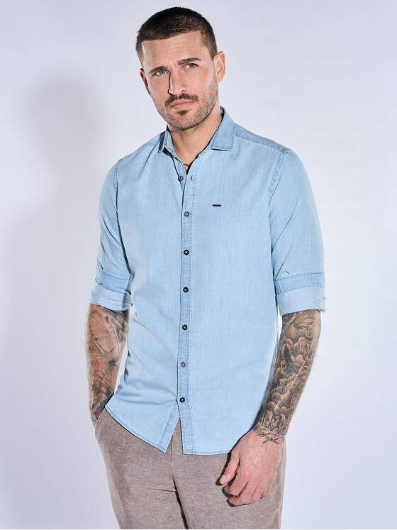emilio adani Herren Hemd aus Soft-Denim Hellblau 40662