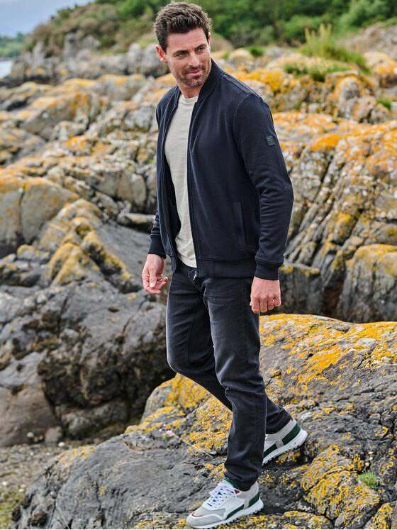 engbers Herren Sweatjacke strukturiert Schwarz 37748