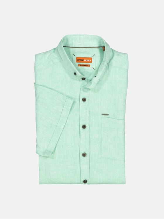 emilio adani Herren Kurzarm-Hemd uni Grün 35050
