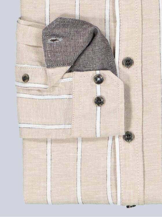 engbers Herren Langarm-Hemd aus Halbleinen Beige 38486