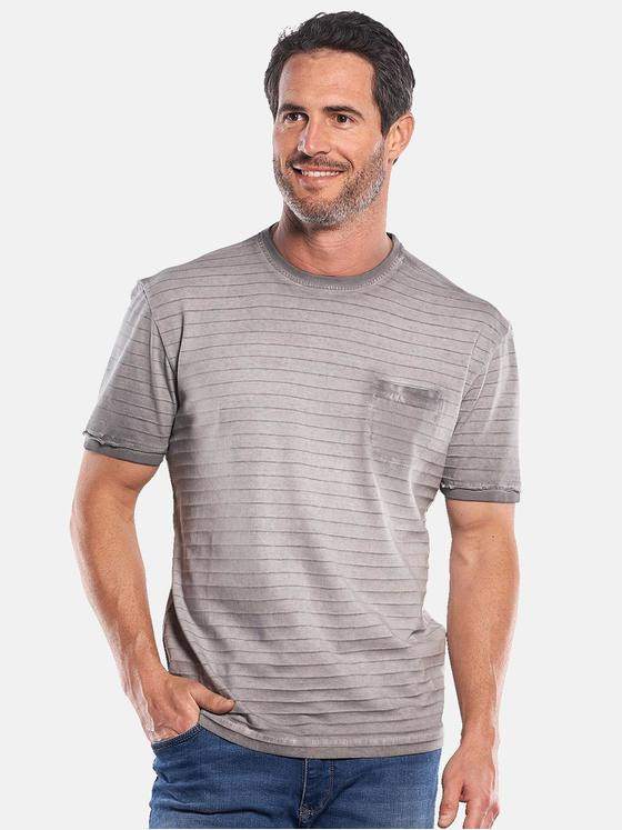engbers Herren Rundhals T-Shirt mit Strukturstreifen Grau 29743
