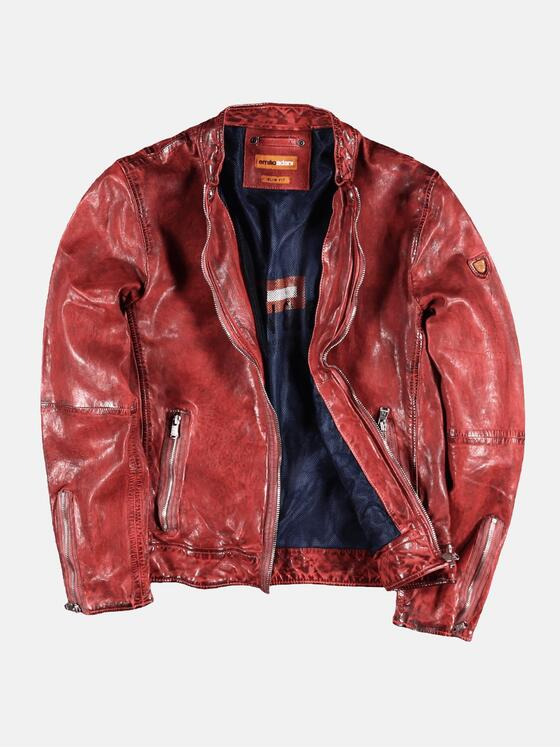 emilio adani Herren kernige Lederjacke mit Hingucker-Garantie Rot 29145