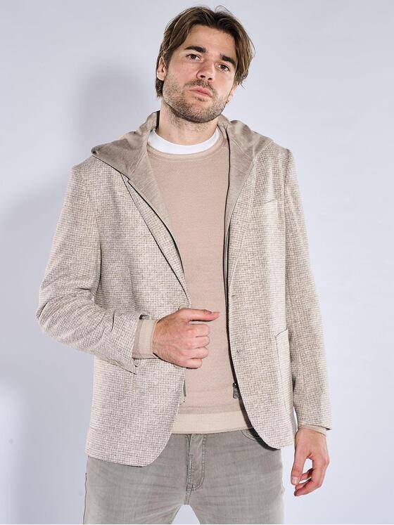 emilio adani Herren Sakko mit abnehmbarer Kapuze Beige 41087