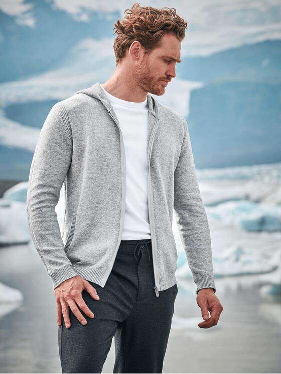 engbers Herren Strickjacke mit Kapuze Grau 35742