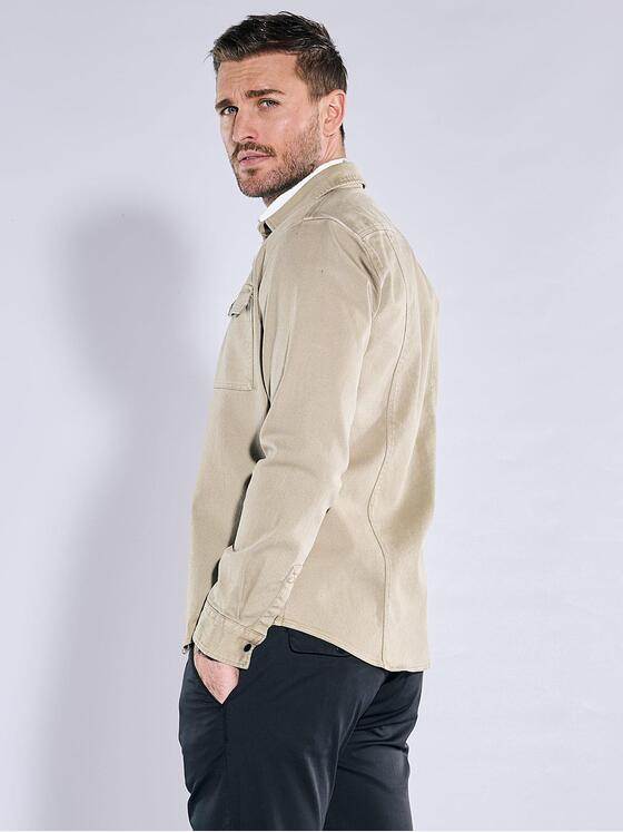 emilio adani Herren Overshirt in Twill-Warenqualität Beige 38638
