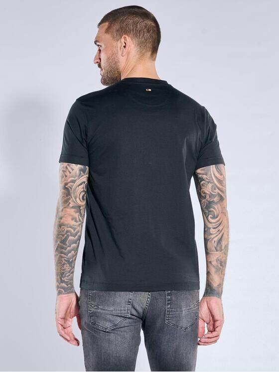 emilio adani Herren Rundhals T-Shirt Schwarz 40073