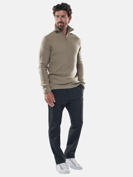 ENGBERS GERMANY Herren Stilvoller Pullover mit Polokragen Braunbeige 30525