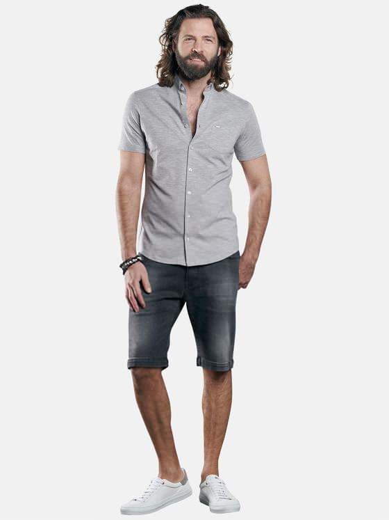 emilio adani Herren Baumwollhemd mit modischen Designdetails Grau 29321