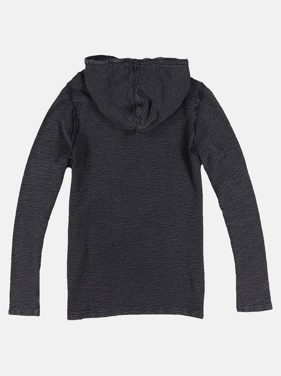 emilio adani Herren Langarmshirt mit lässiger Kapuze Schwarz 30026