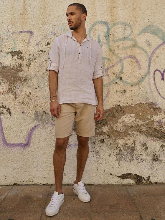 emilio adani Herren Langarm-Hemd aus Leinen Beige 36698