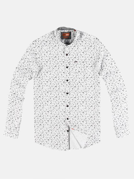 emilio adani Herren Modisches Langarmhemd mit Print Schwarz 30950