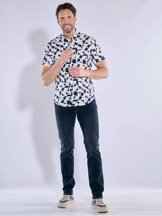 engbers Herren Kurzarm-Hemd aus Seersucker Saphirblau 38572