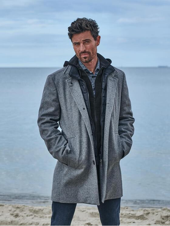 ENGBERS GERMANY Herren Mantel mit heraustrennbarem Inlet Grau 32123