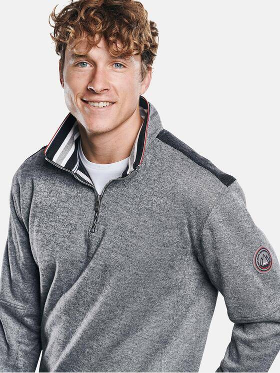 engbers Herren Sweatshirt mit Kontrastdetails am Kragen. Kieselgrau 30948