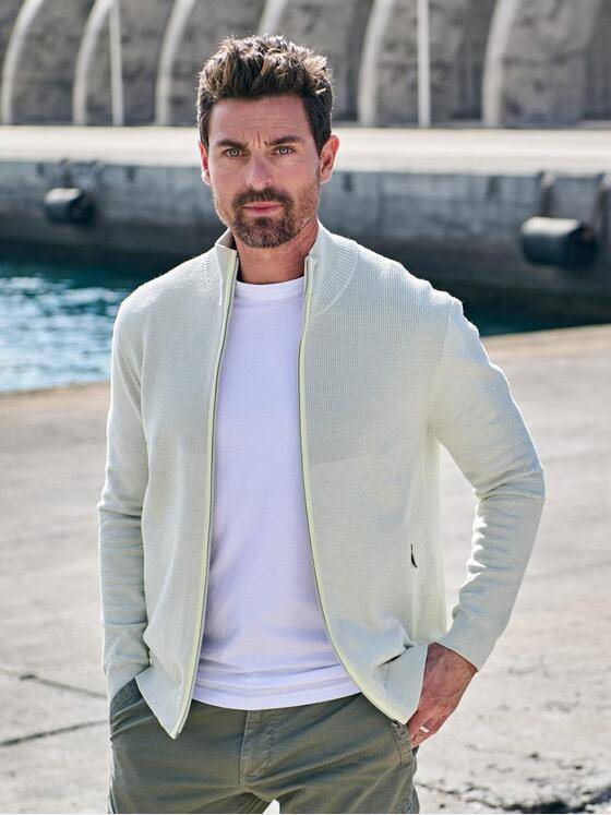 engbers Herren Cardigan strukturiert Hellgruen 38561