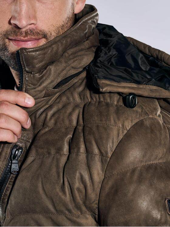 engbers Herren Lederjacke mit Kapuze Dunkelbraun 37421