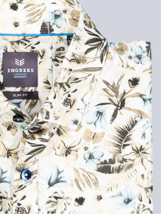 ENGBERS GERMANY Herren Langarm-Hemd aus flexiblem Warenmaterial Naturweiss 38547