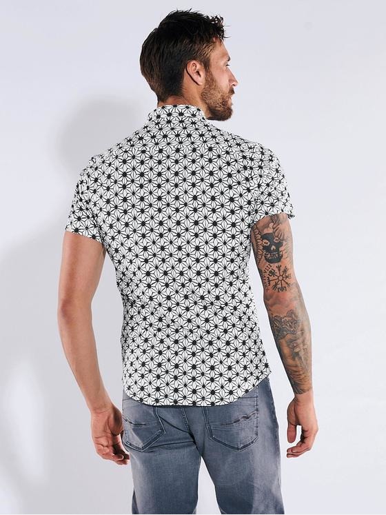 emilio adani Herren Kurzarm-Hemd slim fit Schwarz 36334