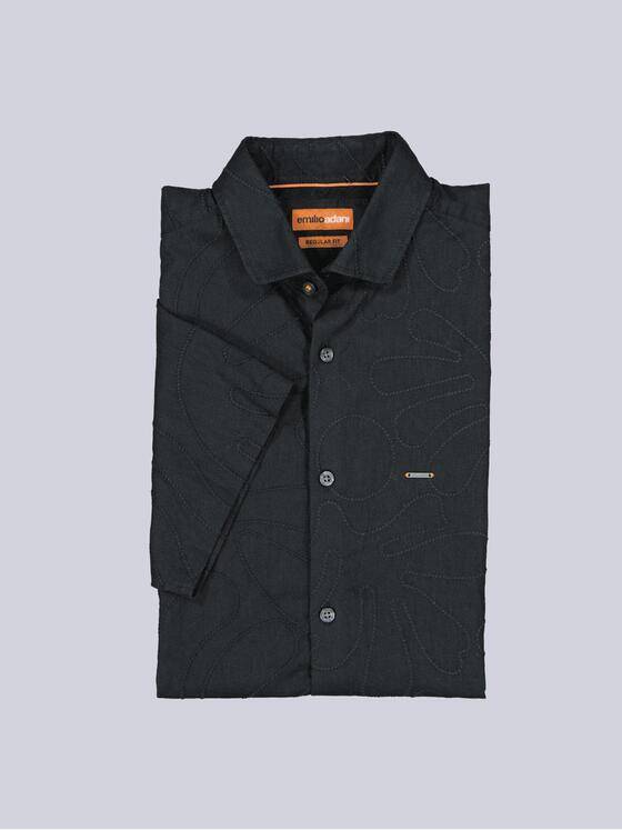 emilio adani Herren Hemd uni Schwarz 40721