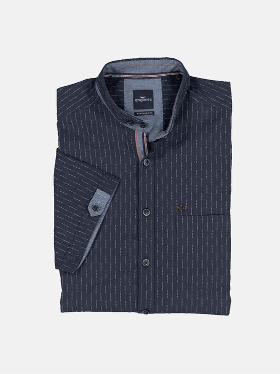 engbers Herren Kurzarm-Hemd gestreift Marineblau 35031