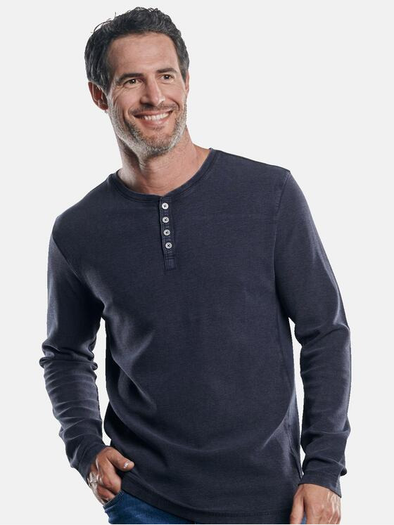 engbers Herren Lässiges Henley Shirt Saphirblau 30277