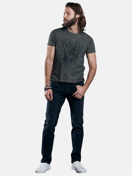 emilio adani Herren gesticktes T-Shirt Grau 29251