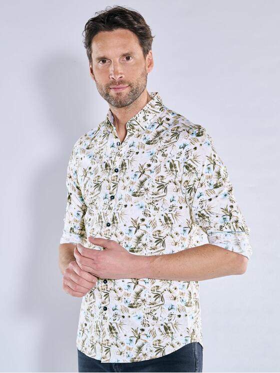 ENGBERS GERMANY Herren Langarm-Hemd aus flexiblem Warenmaterial Naturweiss 38547