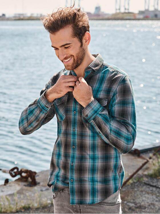 engbers Herren Karohemd Petrolblau 33633