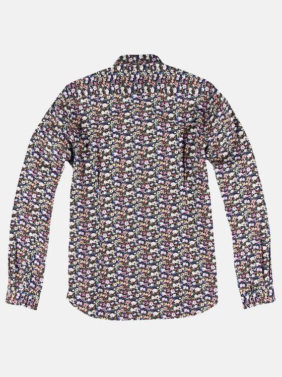 emilio adani Herren Langarmhemd mit floralem All-Over-Print Grün 30952